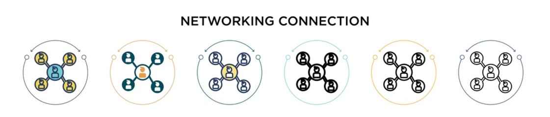 Poster - networking connection icon in filled, thin line, outline and stroke style. vector illustration of tw