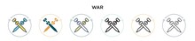 War Icon In Filled, Thin Line, Outline And Stroke Style. Vector Illustration Of Two Colored And Black War Vector Icons Designs Can Be Used For Mobile, Ui, Web