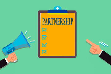 Poster - writing note showing partnership. business concept for legal relation between two or more principals