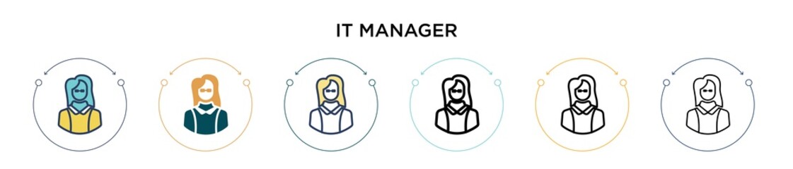 Poster - It manager icon in filled, thin line, outline and stroke style. Vector illustration of two colored and black it manager vector icons designs can be used for mobile, ui, web