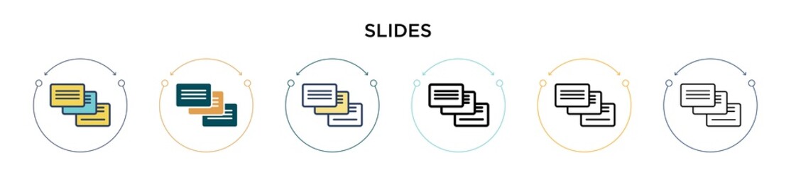 Poster - slides icon in filled, thin line, outline and stroke style. vector illustration of two colored and b