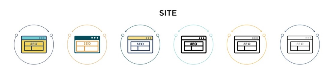 Aufkleber - Site icon in filled, thin line, outline and stroke style. Vector illustration of two colored and black site vector icons designs can be used for mobile, ui, web