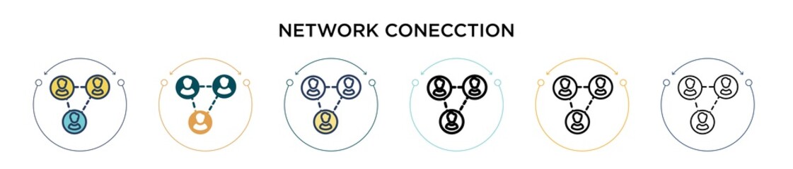 Aufkleber - Network conecction icon in filled, thin line, outline and stroke style. Vector illustration of two colored and black network conecction vector icons designs can be used for mobile, ui, web