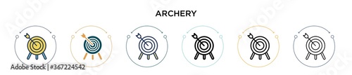 Photographie Archery icon in filled, thin line, outline and stroke style