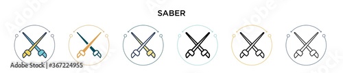 Fotomural Saber icon in filled, thin line, outline and stroke style