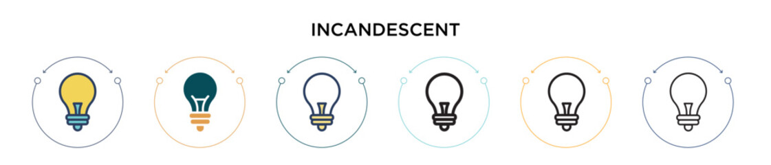 Poster - incandescent icon in filled, thin line, outline and stroke style. vector illustration of two colored