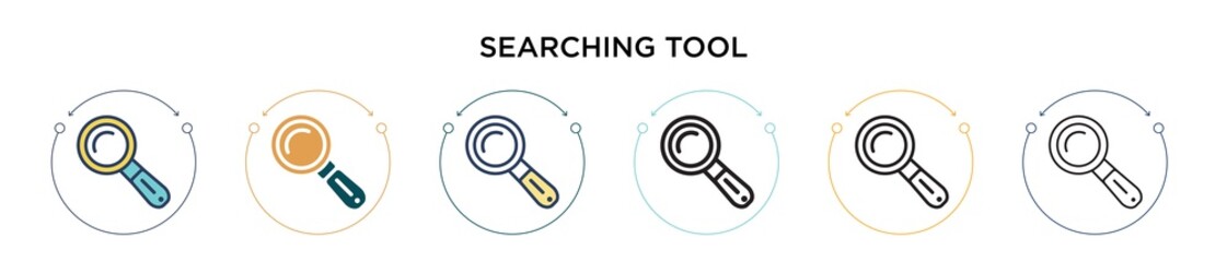 Poster - Searching tool icon in filled, thin line, outline and stroke style. Vector illustration of two colored and black searching tool vector icons designs can be used for mobile, ui, web