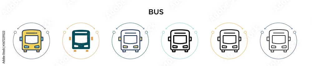 Bus icon in filled, thin line, outline and stroke style. Vector ...