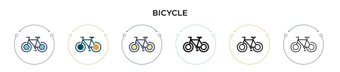 Poster - Bicycle icon in filled, thin line, outline and stroke style. Vector illustration of two colored and black bicycle vector icons designs can be used for mobile, ui, web