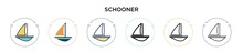Schooner Icon In Filled, Thin Line, Outline And Stroke Style. Vector Illustration Of Two Colored And Black Schooner Vector Icons Designs Can Be Used For Mobile, Ui, Web