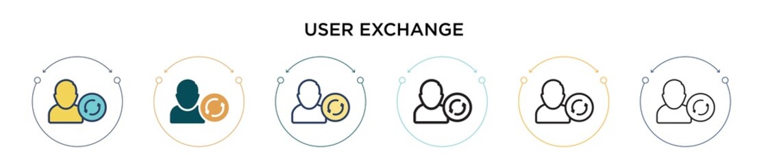 Poster - User exchange symbol icon in filled, thin line, outline and stroke style. Vector illustration of two colored and black user exchange symbol vector icons designs can be used for mobile, ui, web