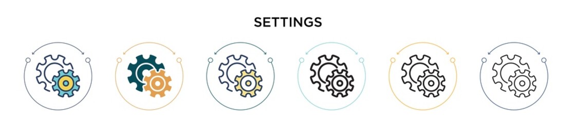Poster - settings sign icon in filled, thin line, outline and stroke style. vector illustration of two colore