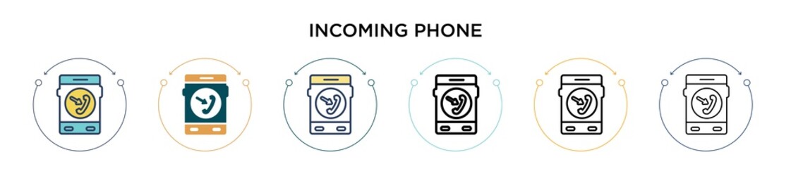 Poster - incoming phone icon in filled, thin line, outline and stroke style. vector illustration of two color