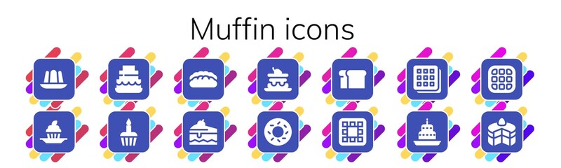 Poster - Modern Simple Set of muffin Vector filled Icons