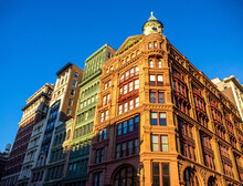 Classic Brick Building Facades In New York Downtown On Broadway
