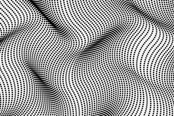 Abstract wavy halftone line art pattern background vector illustration