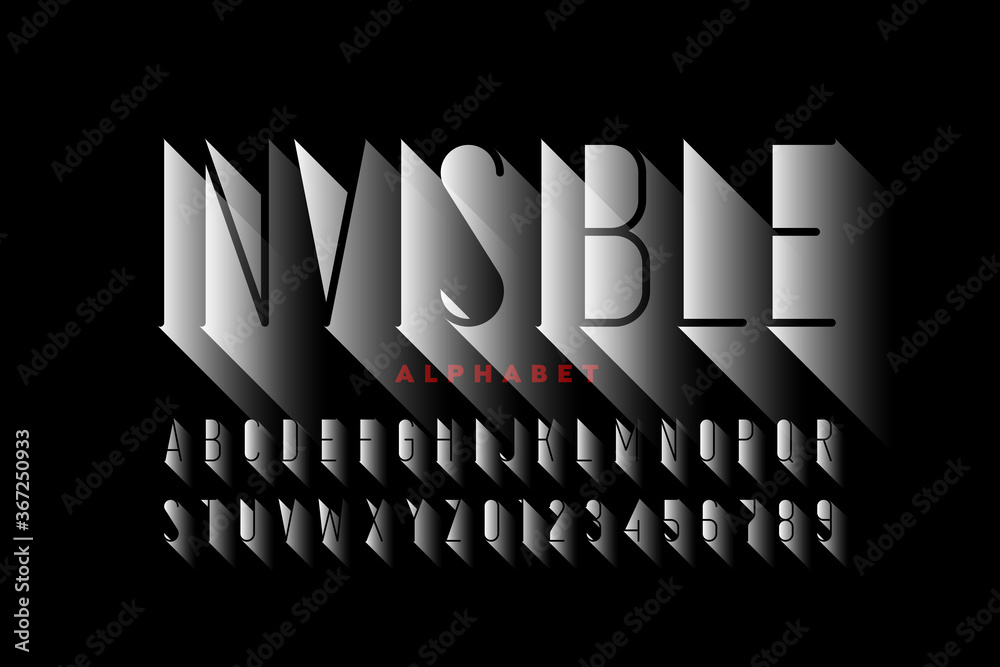 67 Invisible Lettering Invisible style font design, alphabet letters and numbers Stock Vector ...