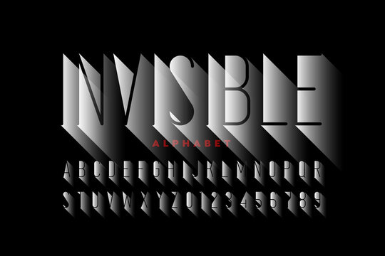 Invisible style font design, alphabet letters and numbers
