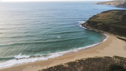 Wall Mural - Aerial view of beautiful  beach in Galicia,Spain. Drone Video