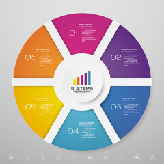 Leinwandbilder - 6 steps cycle chart infographics elements for data presentation. EPS 10.
