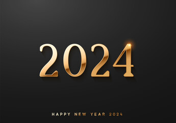 Wall Mural - Happy New Year 2024. luxury golden number 2024. vector illustration