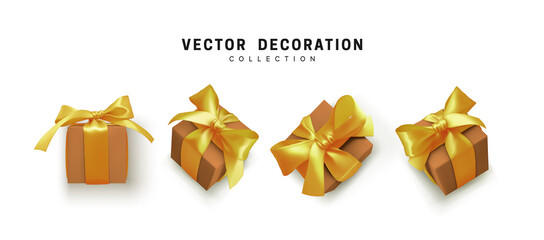 Wall Mural - set of gifts box. collection realistic gift presents view top, side perspective view. celebration de