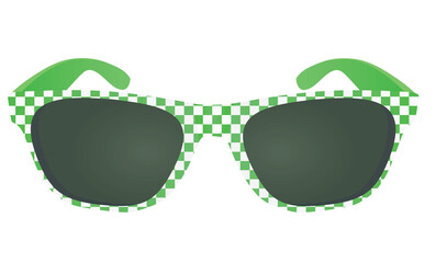 Wall Mural - Checkered green sunglasses. vector illustration