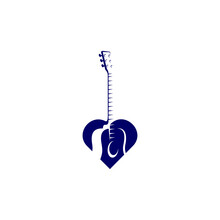 Guitar Love Design Vector Template. Simple Set Of Electric Guitar Vector Icons
