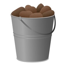 Canvas Print - Full potato bucket icon. Cartoon of full potato bucket vector icon for web design isolated on white background