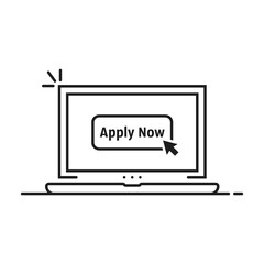 apply now button in thin line laptop