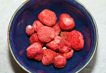 Wall Mural - Freeze dried strawberry . Healthy snack concept.