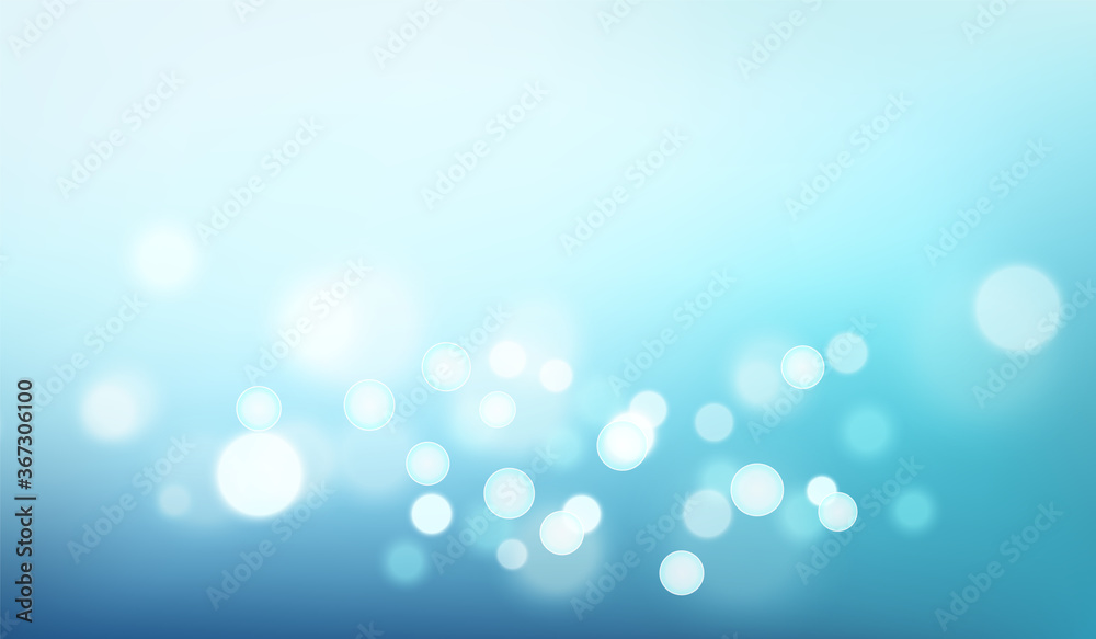 Abstract light blue gradient background and bokeh effect. Blurred water ...