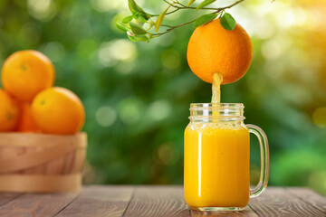 Sticker - orange juice pouring in mason jar