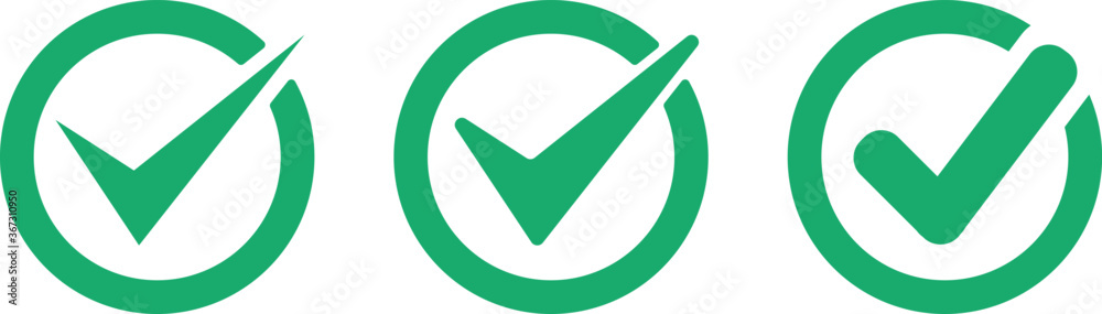 Vector check mark icons set isolated on white background. Vector ...
