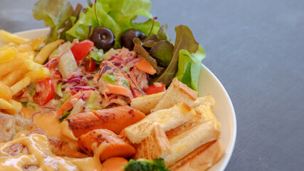 Wall Mural - Steak Salad and French fried