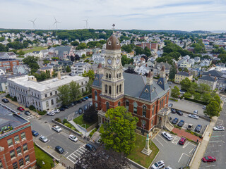 Canvas Print - Gloucester City Hall was built in 1870 with Victorian and Second Empire style. The building is served as the center of Gloucester government in downtown Gloucester, Massachusetts MA, USA.