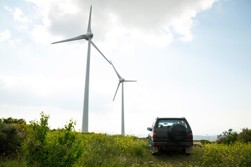 Wind turbine on forest