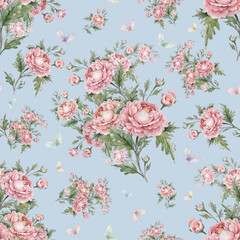  Seamless pattern bouquets of roses and butterflies
Beautiful print for your decor and textile design