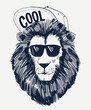 Hipster lion vector illustration. For t-shirt and other uses.