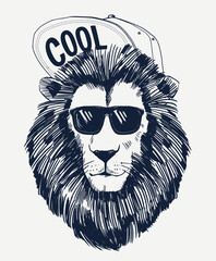 Wall Mural - Hipster lion vector illustration. For t-shirt and other uses.