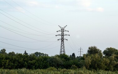 High voltage tower. Landscape photography.