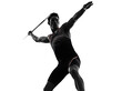 © snaptitude - one young caucasian athlete man practicing Javelin athletics in studio isolated on white background