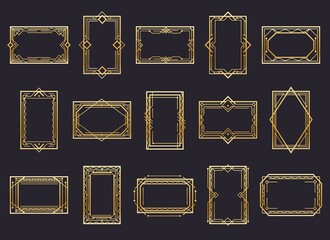 Canvas Print - golden art deco line frames