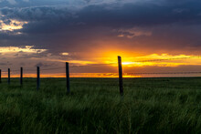 Midwest Sunset On Farmland