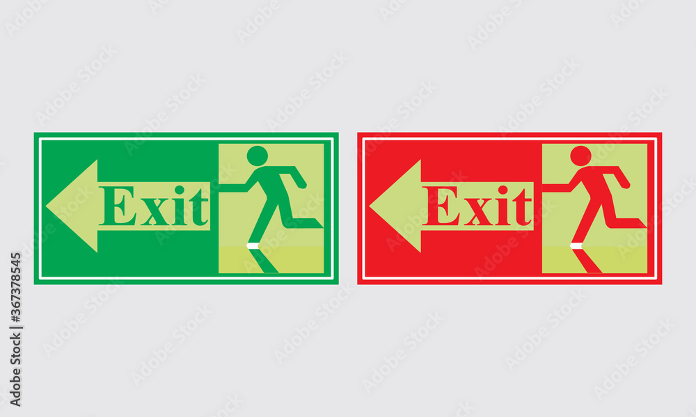 Radium sticker exit sign entry and exit Arrow direction. Stock Vector ...