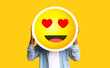 © Prostock-studio - I Love Emoji. Unrecognizable Black Man Hiding Face Against Romantic Emoticon Sticker