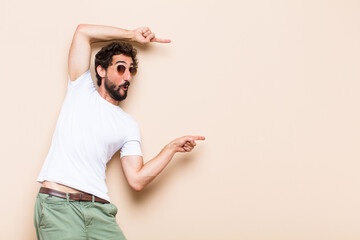 Wall Mural - young cool bearded man with a copyspace