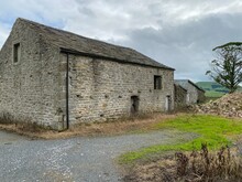 An Old Stone Barn, With A Shed And Rubble, Near, Malham, Skipton, UK
