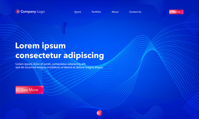 Wall Mural - Asbtract background website Landing Page. Template for websites, or apps. Modern design.Blue. Abstract vector style.