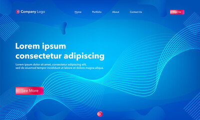 Asbtract background website Landing Page. Template for websites, or apps. Modern design.Blue. Abstract vector style.